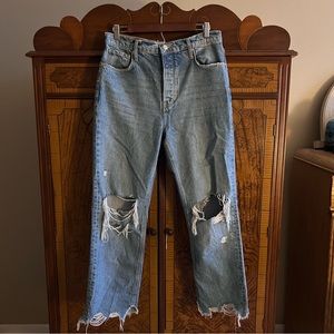 ripped high rise free people jeans